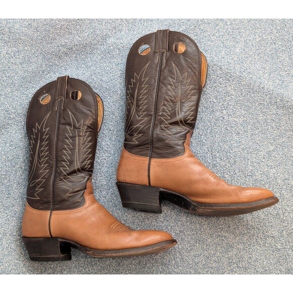 VTG Nocona Boot Men's Size 10 D Two Toned Leather Cowboy Western Boots - Picture 5 of 9